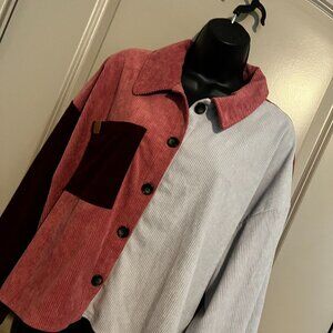 Women's Color Block Button Top XL